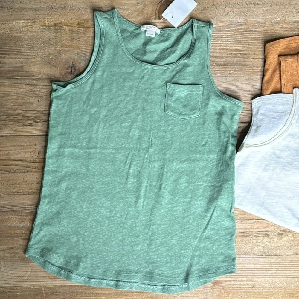 Crew Cuts Size M Cotton Tanks.  Green, Ivory, Terracotta.